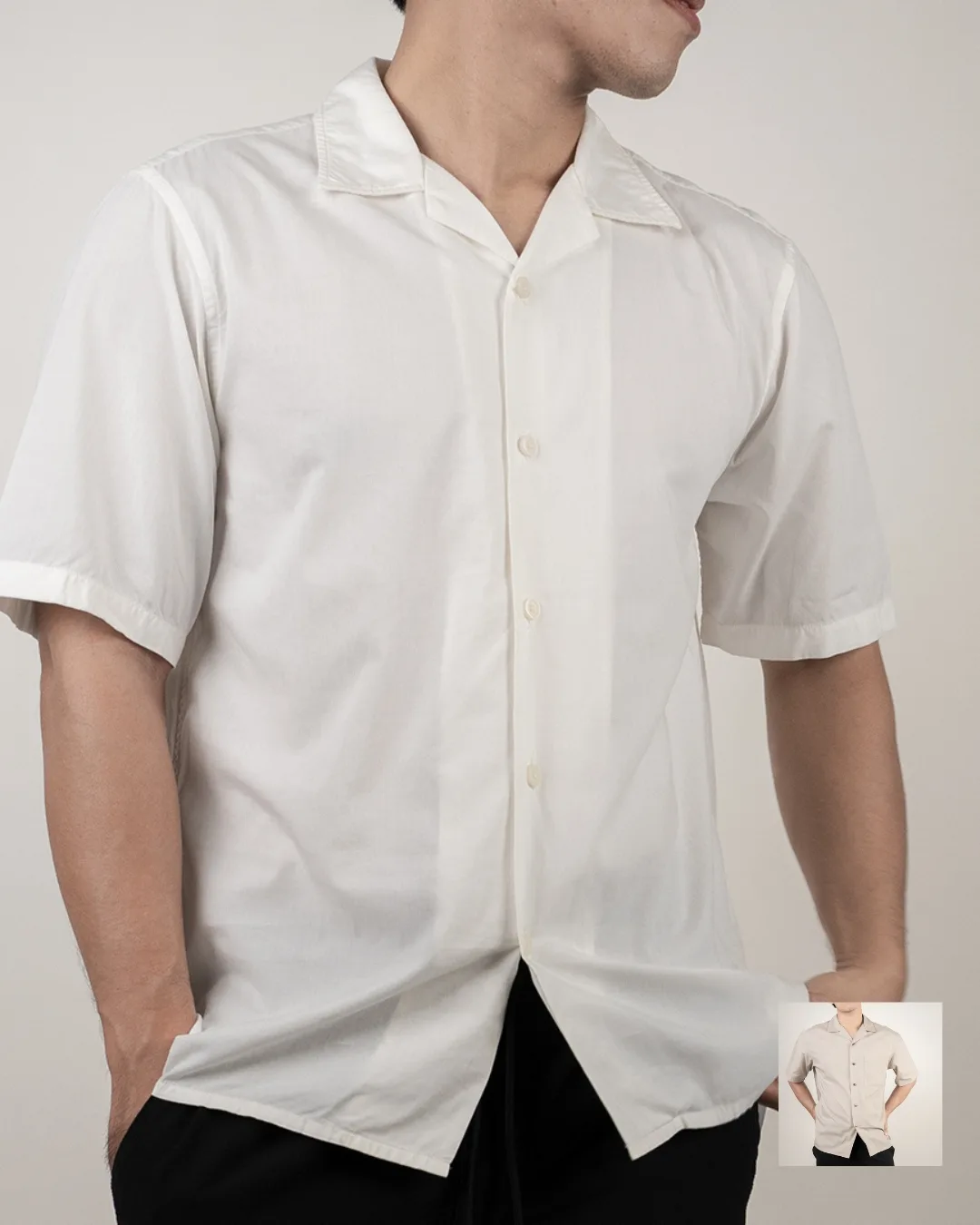 Kemeja lengan pendek Uniqlo open collar