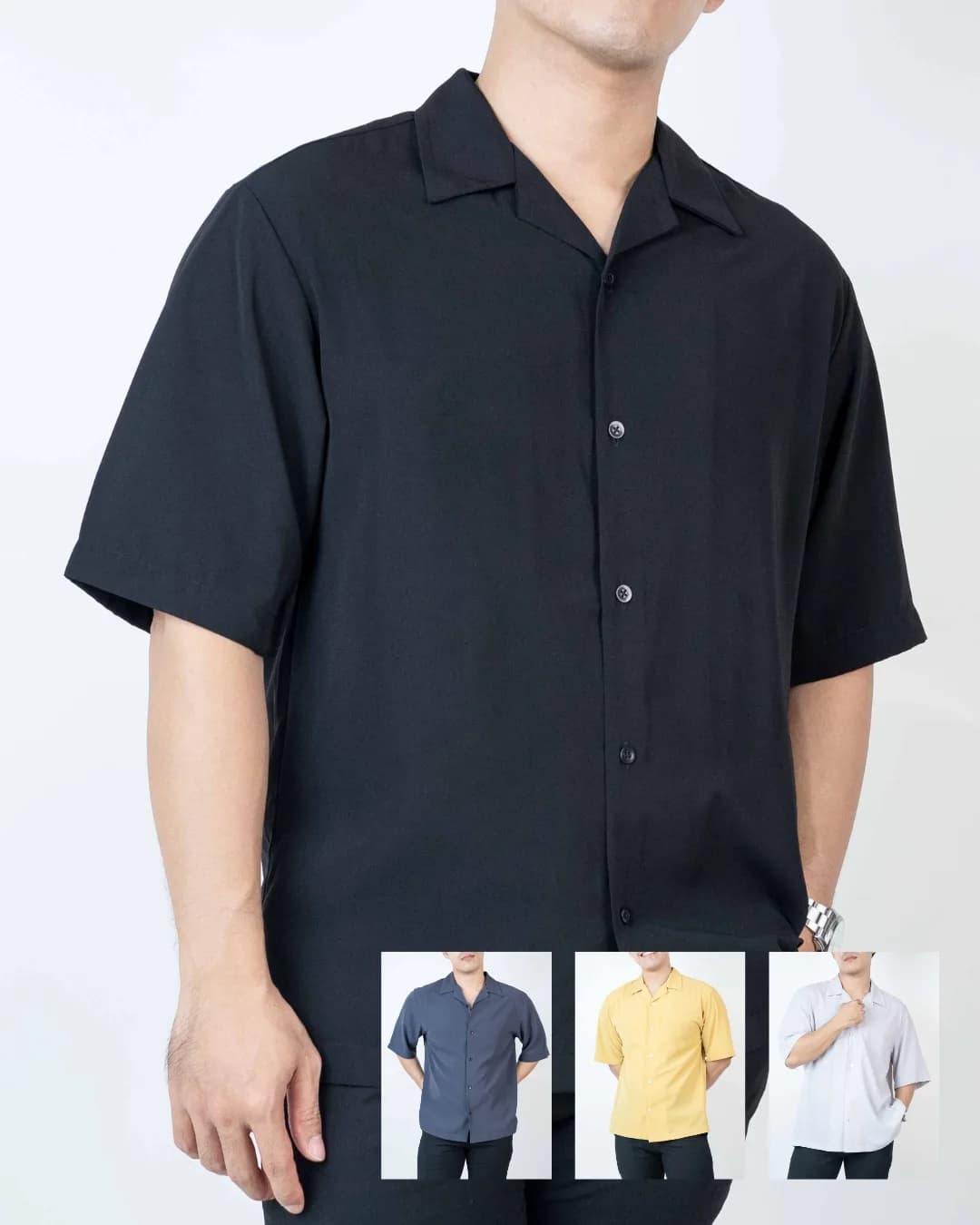Kemeja lengan pendek GU open collar