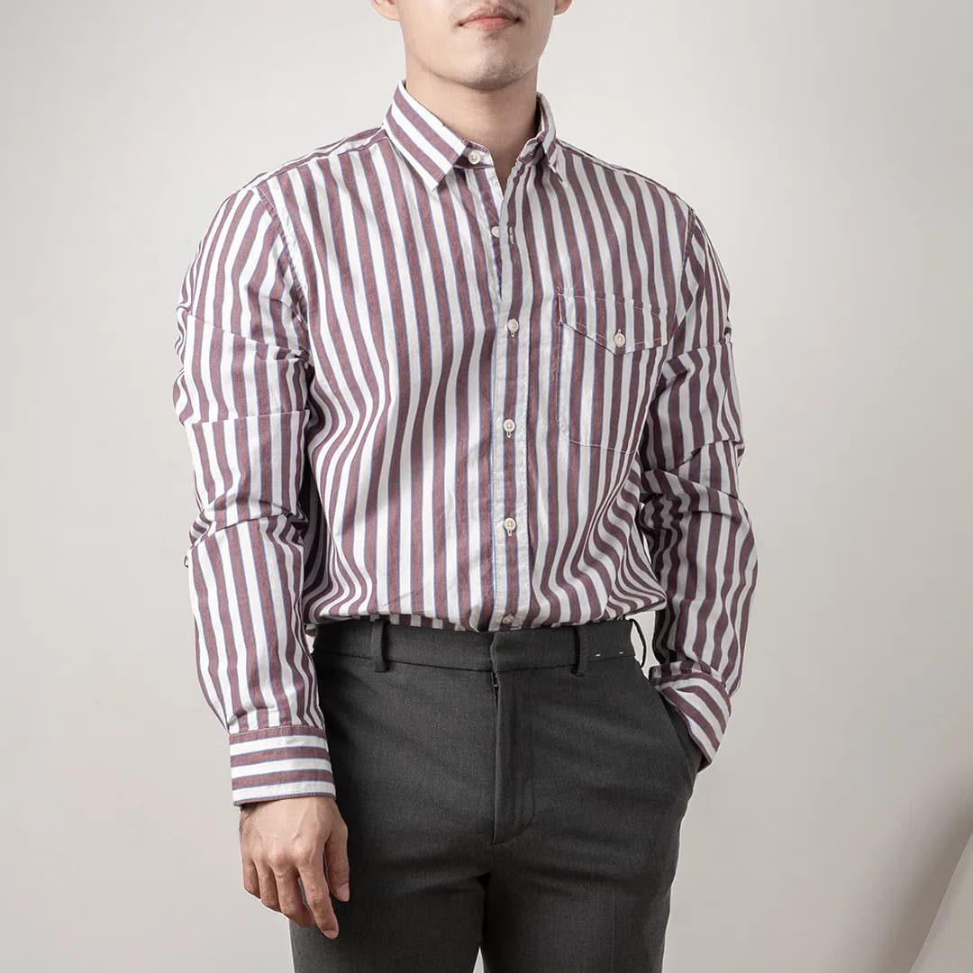 Kemeja lengan panjang American eagle striped