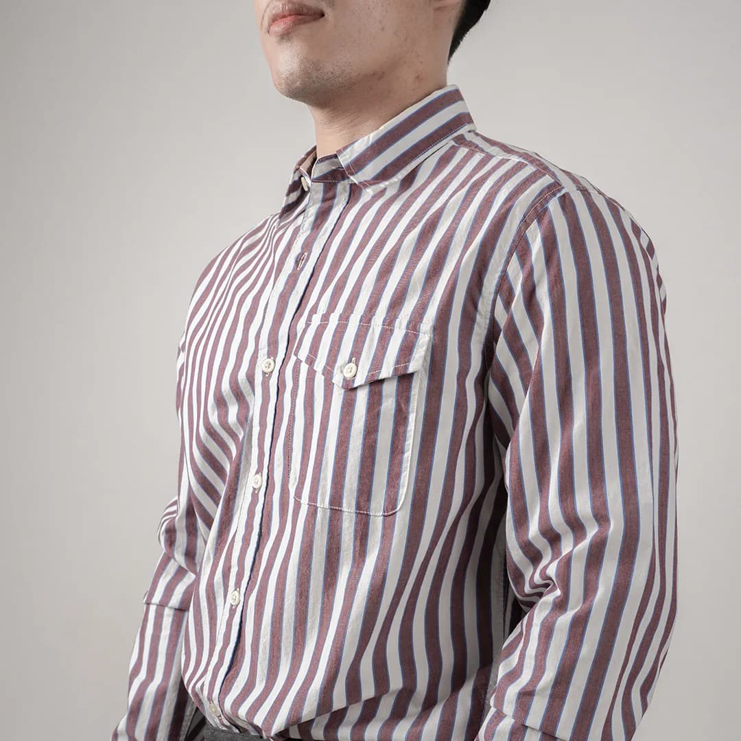 Kemeja lengan panjang American eagle striped 2