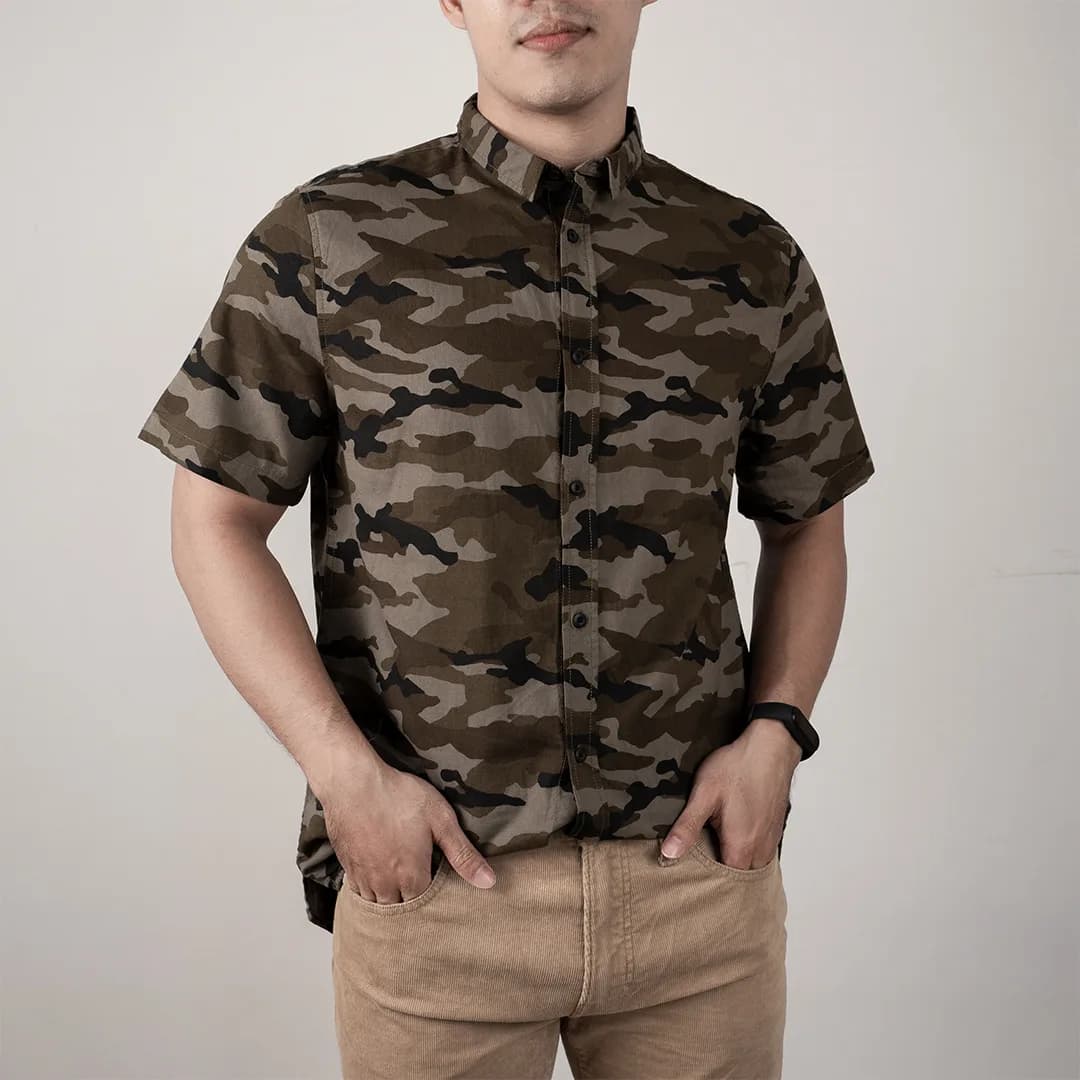 Kemeja lengan pendek HM tactical camo