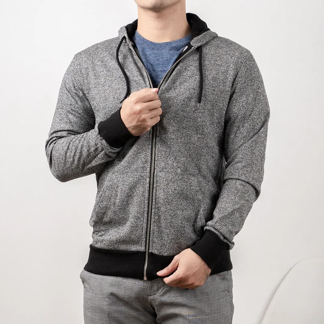 Hoodie fullzipper HM gray mist