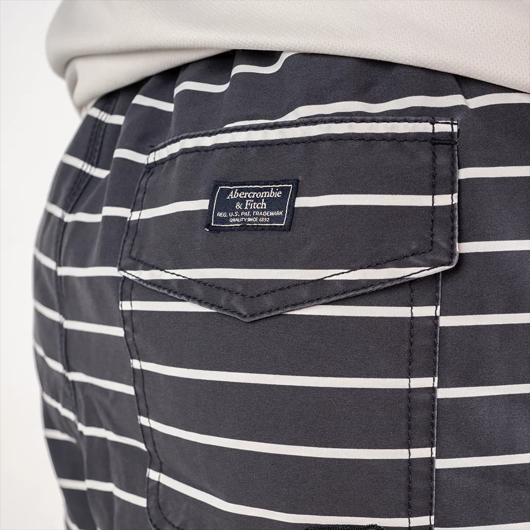 Celana renang boardshorts Abercrombie and fitch black striped 3